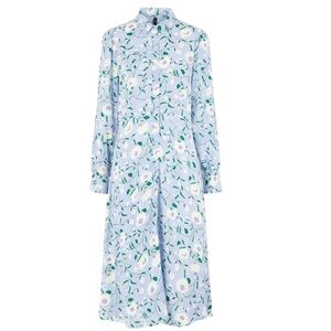 YAS Janey midi long sleeve button down shirt dress size XS like new condition